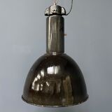 Large black enamel Bauhaus hanging lamp