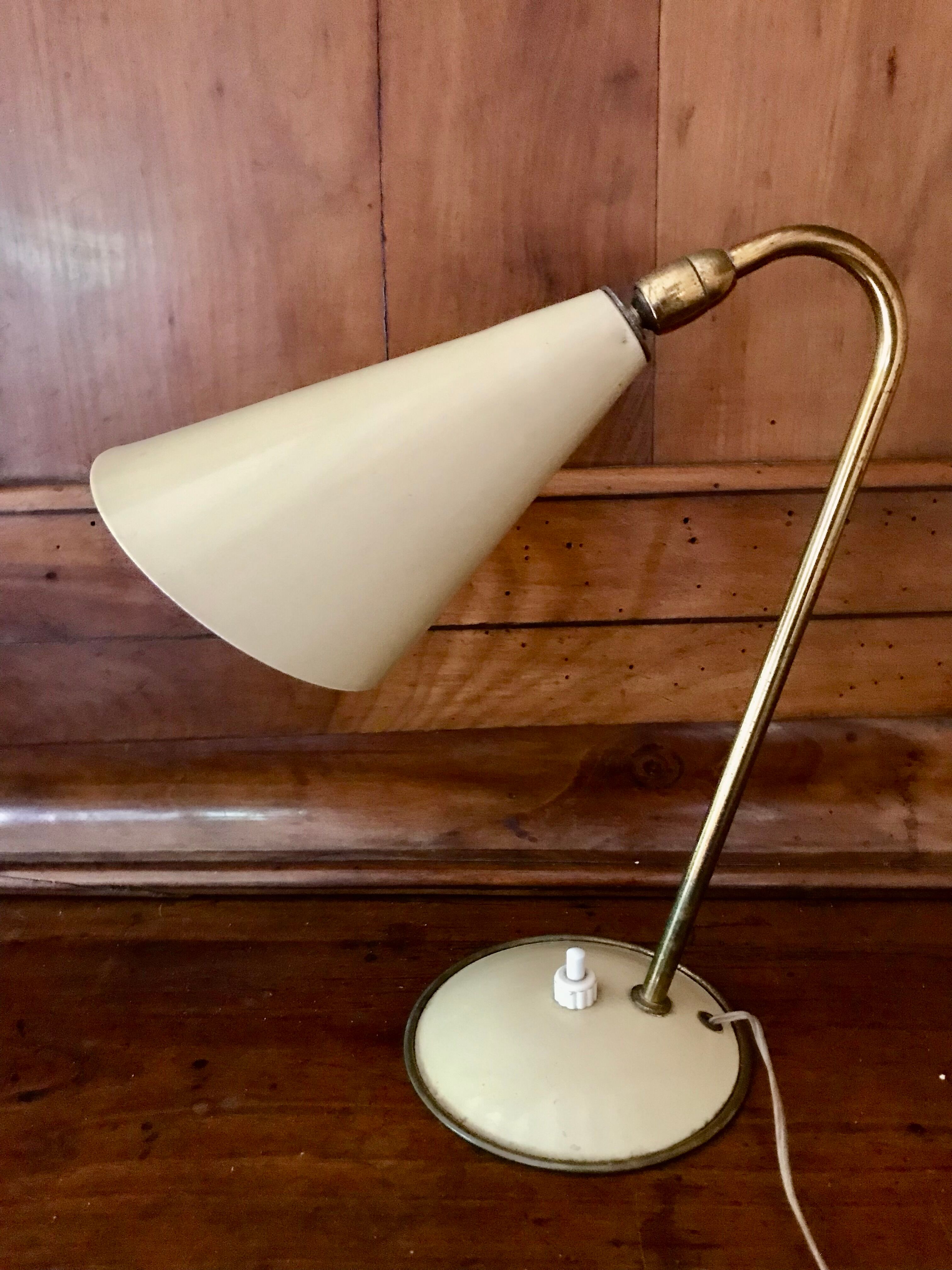 Small lamp in beige lacquered metal, 50s.