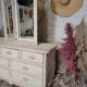 Rattan chest of drawers 80s and its mirror