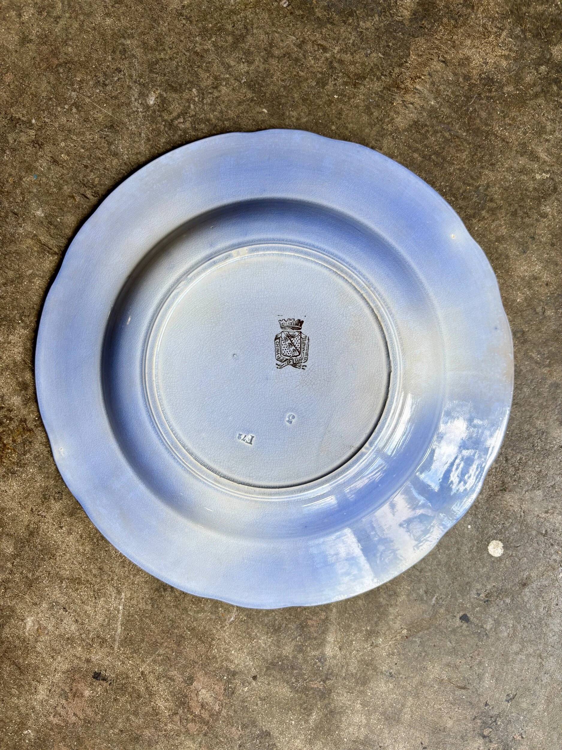Sarreguemines round hollow dish in blue ironstone