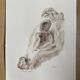 Painting signed sepia monochrome watercolor study of the statue “Rodin’s kiss”