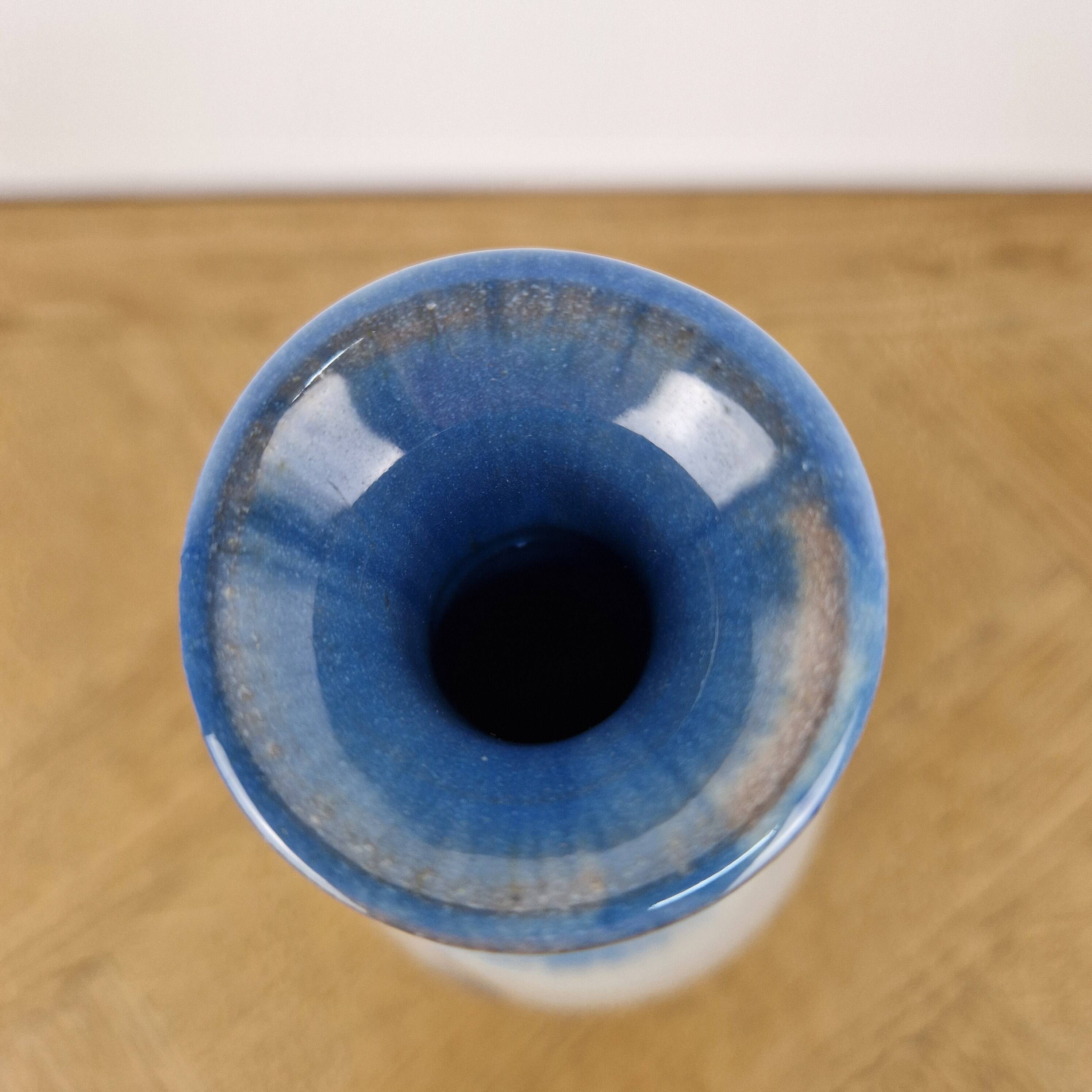 blue designer bottle signed - vintage soliflore vase