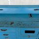Meuble de métier d'atelier commerce en bois à 4 tiroirs 2 portes battantes - patine d'origine