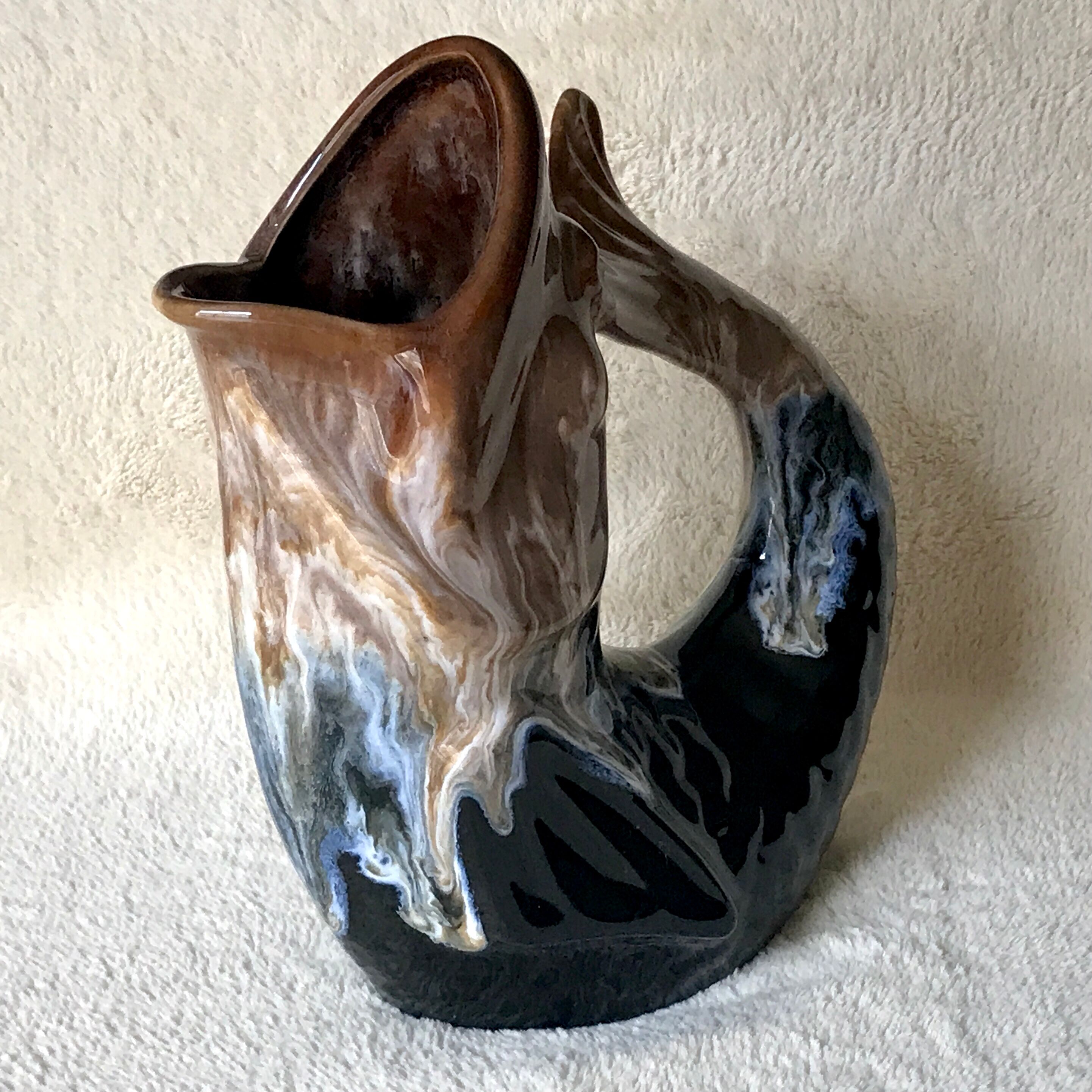 Pitcher, Zoomorphic jug depicting a fish, Grès Flammés du Morvan Petit Massé