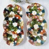 Ensemble de 6 assiettes et assiette à gâteau avec pied en céramique