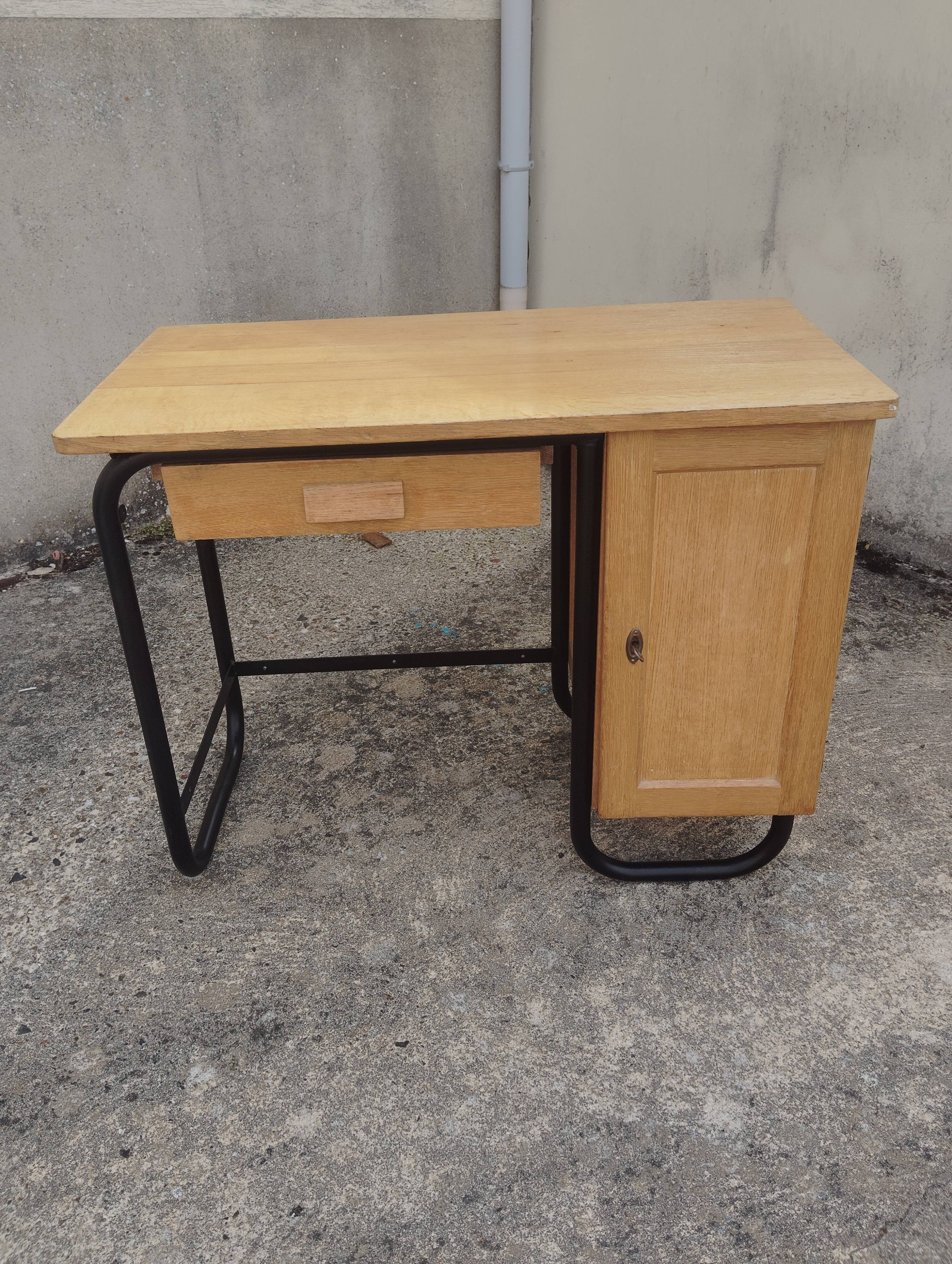 1950s desk in wood and tubular metal