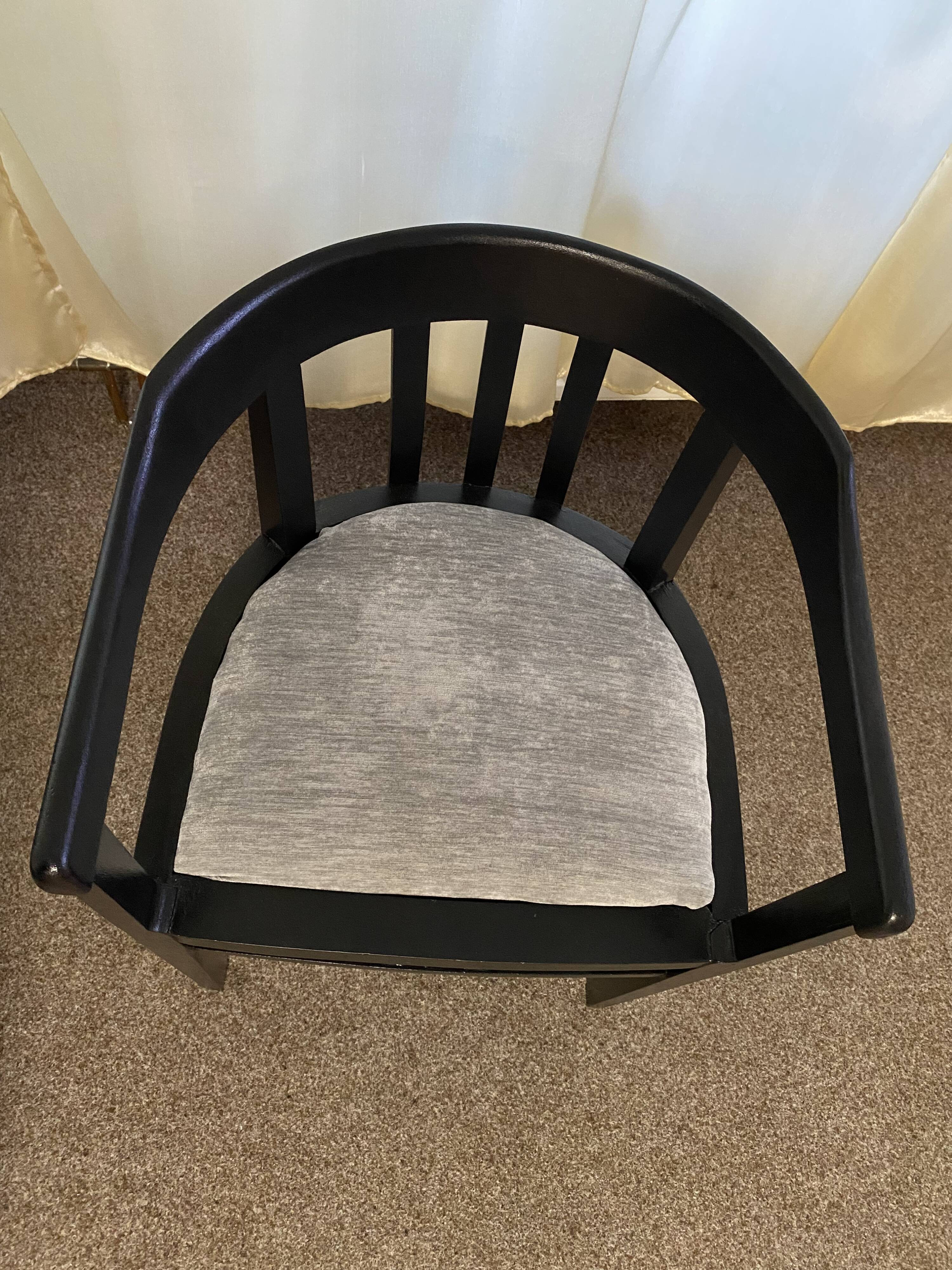 Vintage black matte wooden chair – Bauhaus style, 60s–70s