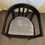 Vintage black matte wooden chair – Bauhaus style, 60s–70s