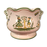 Cache pot plantes moustiers céramique dessin peinture décoration vintage