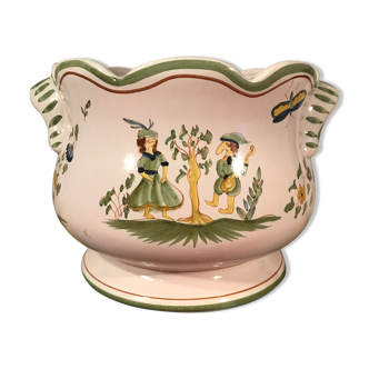 Cache pot plants moustiers ceramics drawing painting vintage decoration