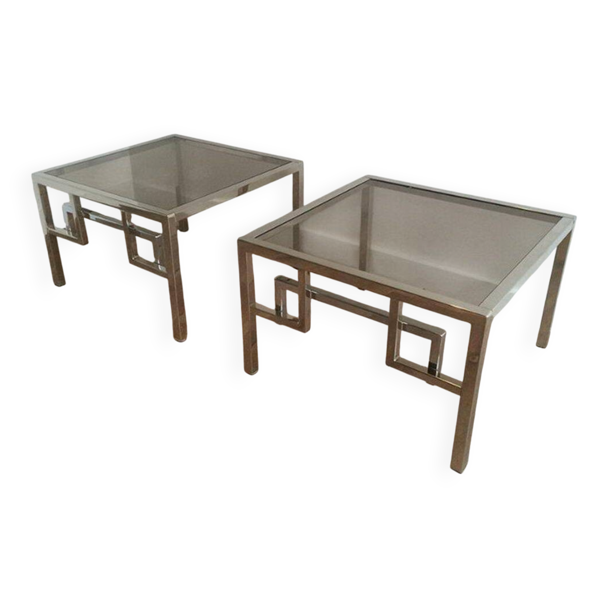 Pair of chrome designer side tables