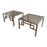 Pair of chrome designer side tables