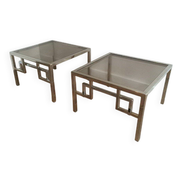 Pair of chrome designer side tables