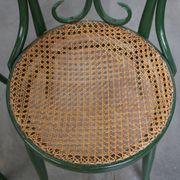 Set of 4 Green Vintage Bistro Chairs with Woven Rattan Seats
