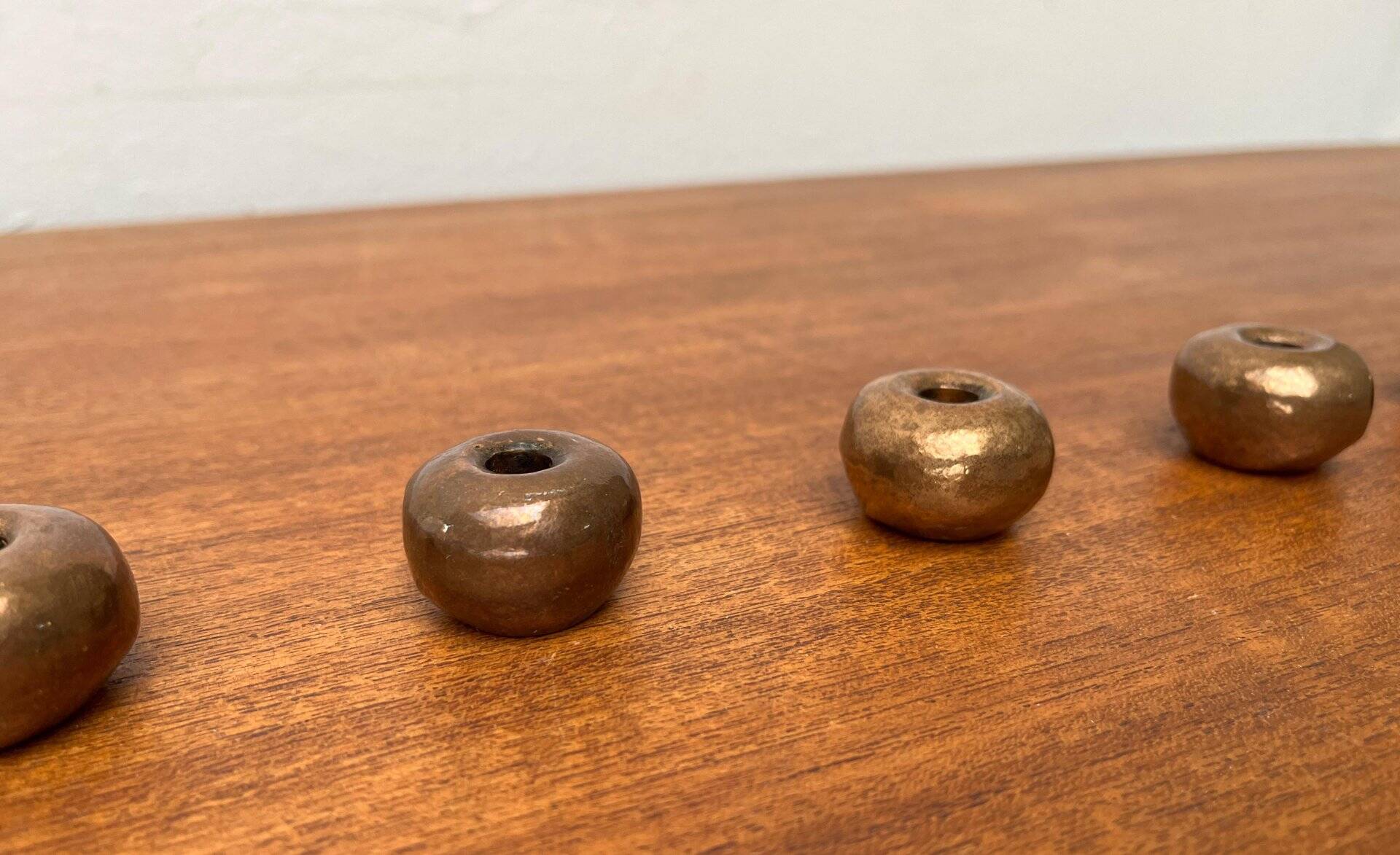 Brutalist Mid-Century Candle Holder in Bronze, 1960s, set of 6