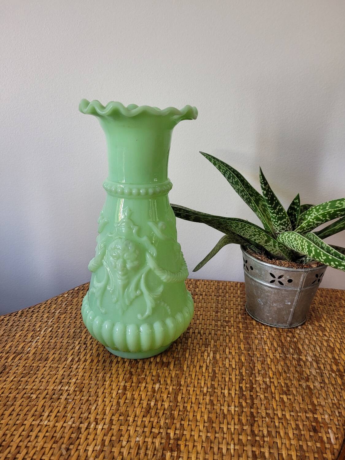 Green fairground opaline vase