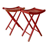 Pair of folding fishermen's stools painted red early 20th century