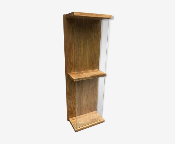 Étagère murale en chêne et verre