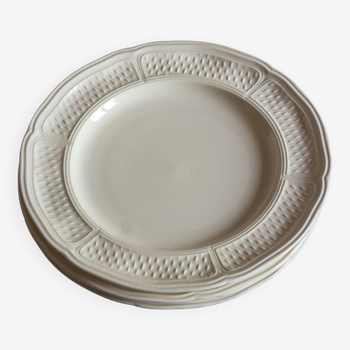 Lot de quatre assiettes plates, motif grain de riz, Faïencerie de Gien, Circa 1989 - 1998