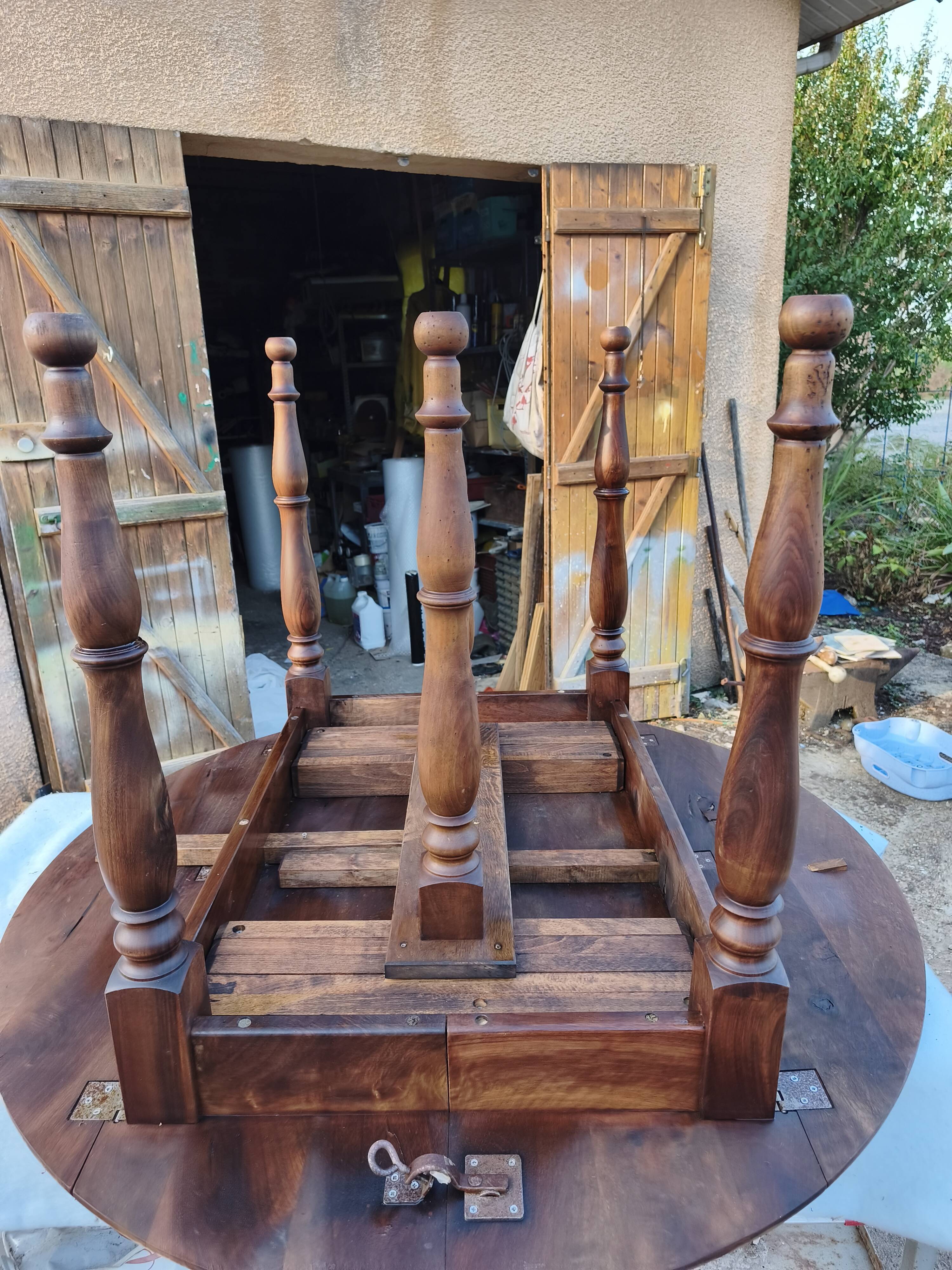 19th-century walnut drop-leaf table.