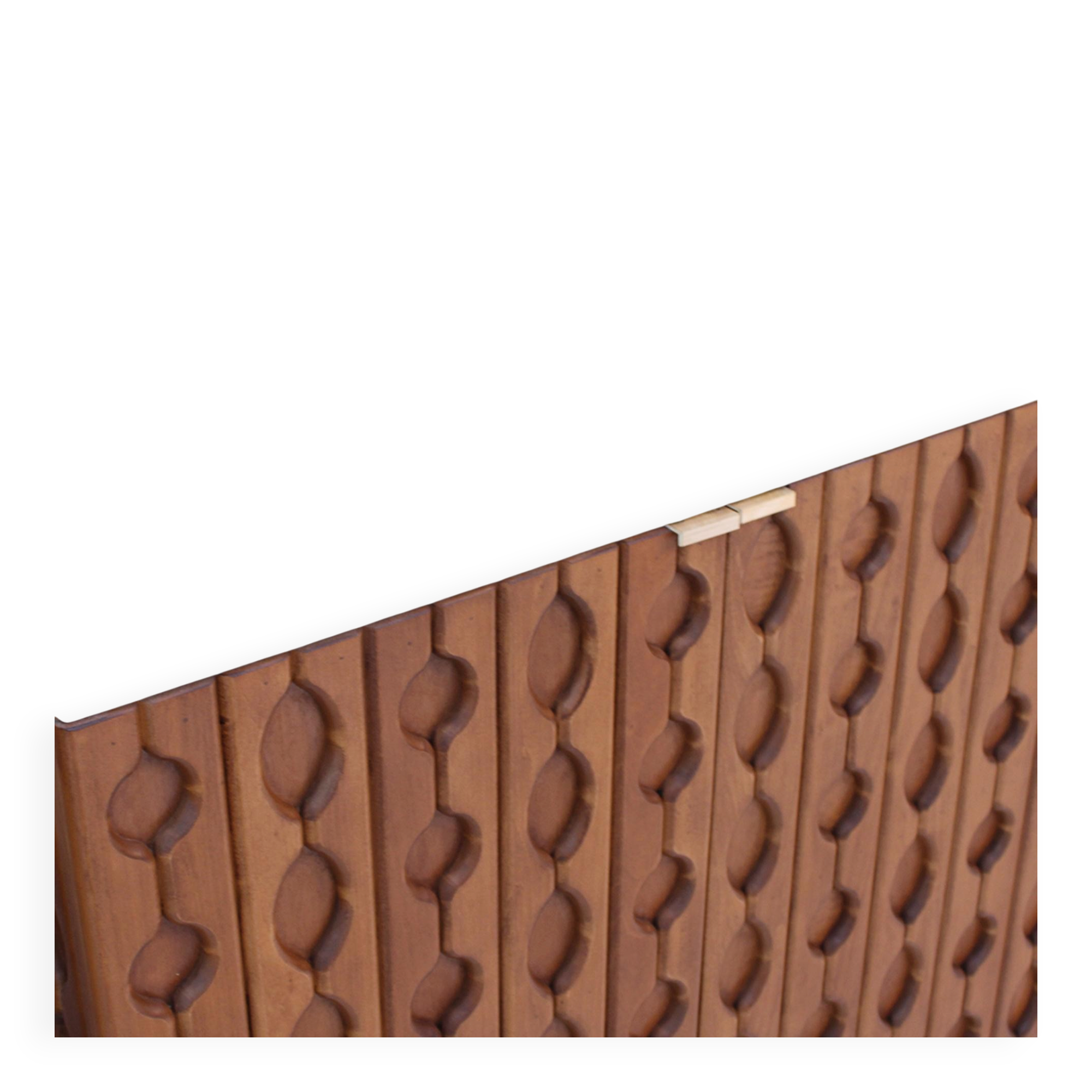 Contemporary Pair of Italian Sideboards Made of Solid Wood and Travertine