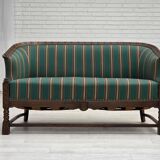 1950s, Danish 2-seater sofa, green furniture wool, oak wood.