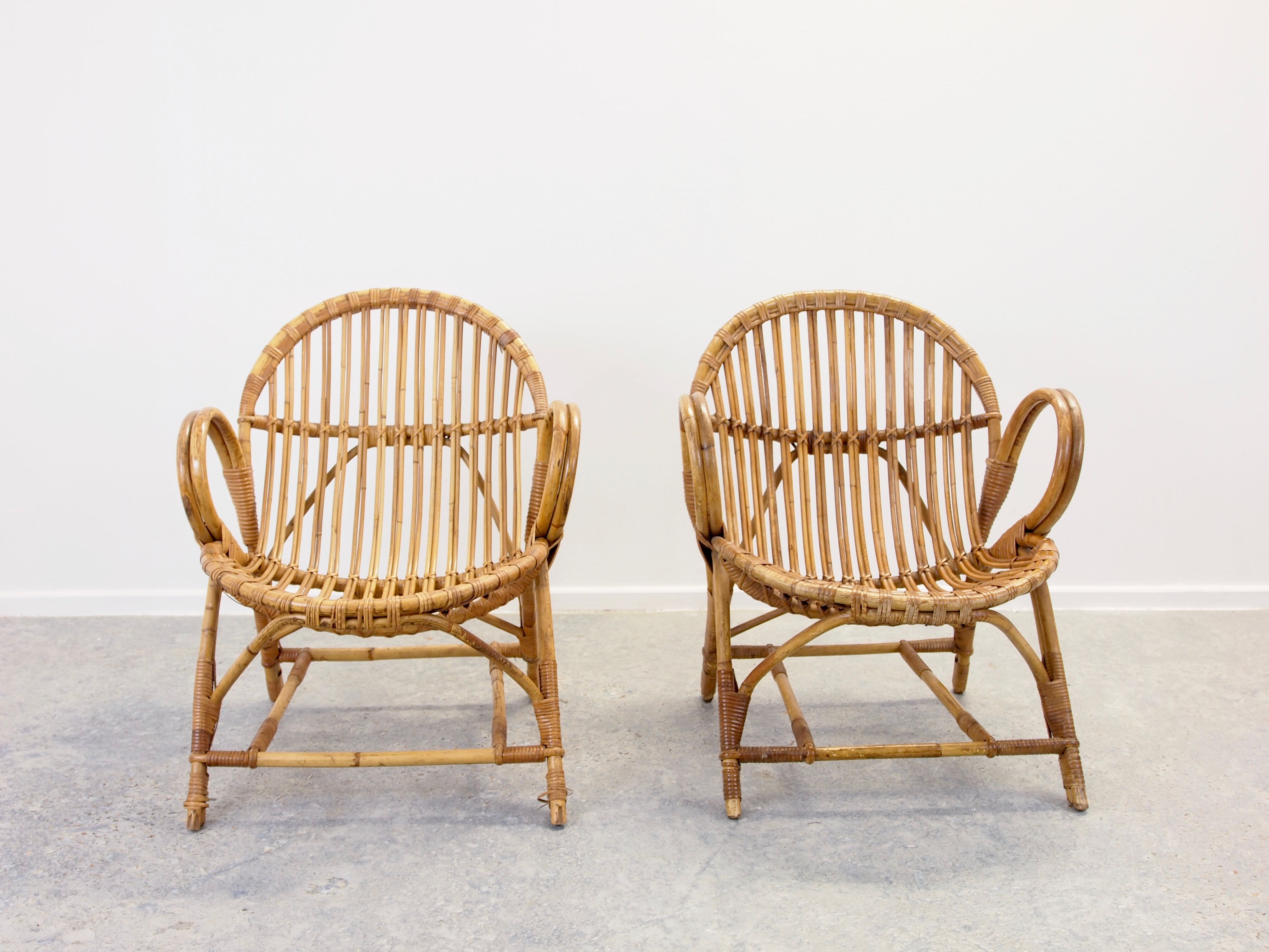 Vintage mid century rattan lounge set by Dirk Sliedregt for Rohe