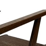 Art Deco oak armchair with webbing 1950s minimalist