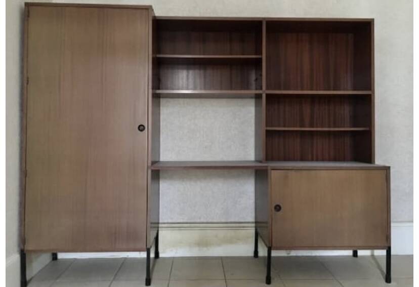 Vintage Scandinavian teak bookcase Minvielle, Vintage furniture