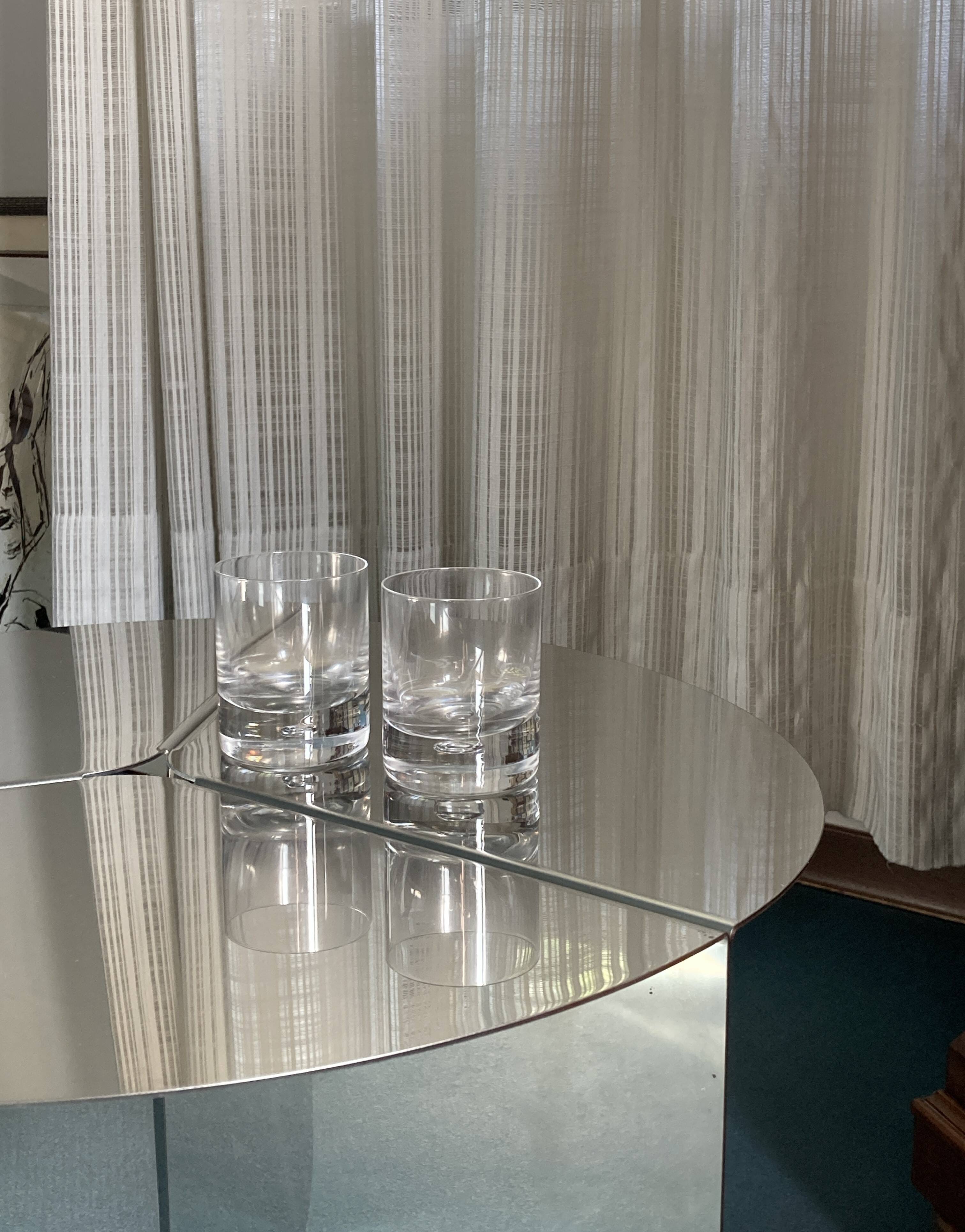 "120" coffee table in stainless steel, minimal design by folding metal