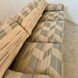 Ancien canapé Maralunga 3 places design italien des années 70 Cassina tissu patchwork