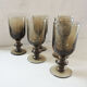 6 vintage glass foot glasses in smoked bullé from Biot