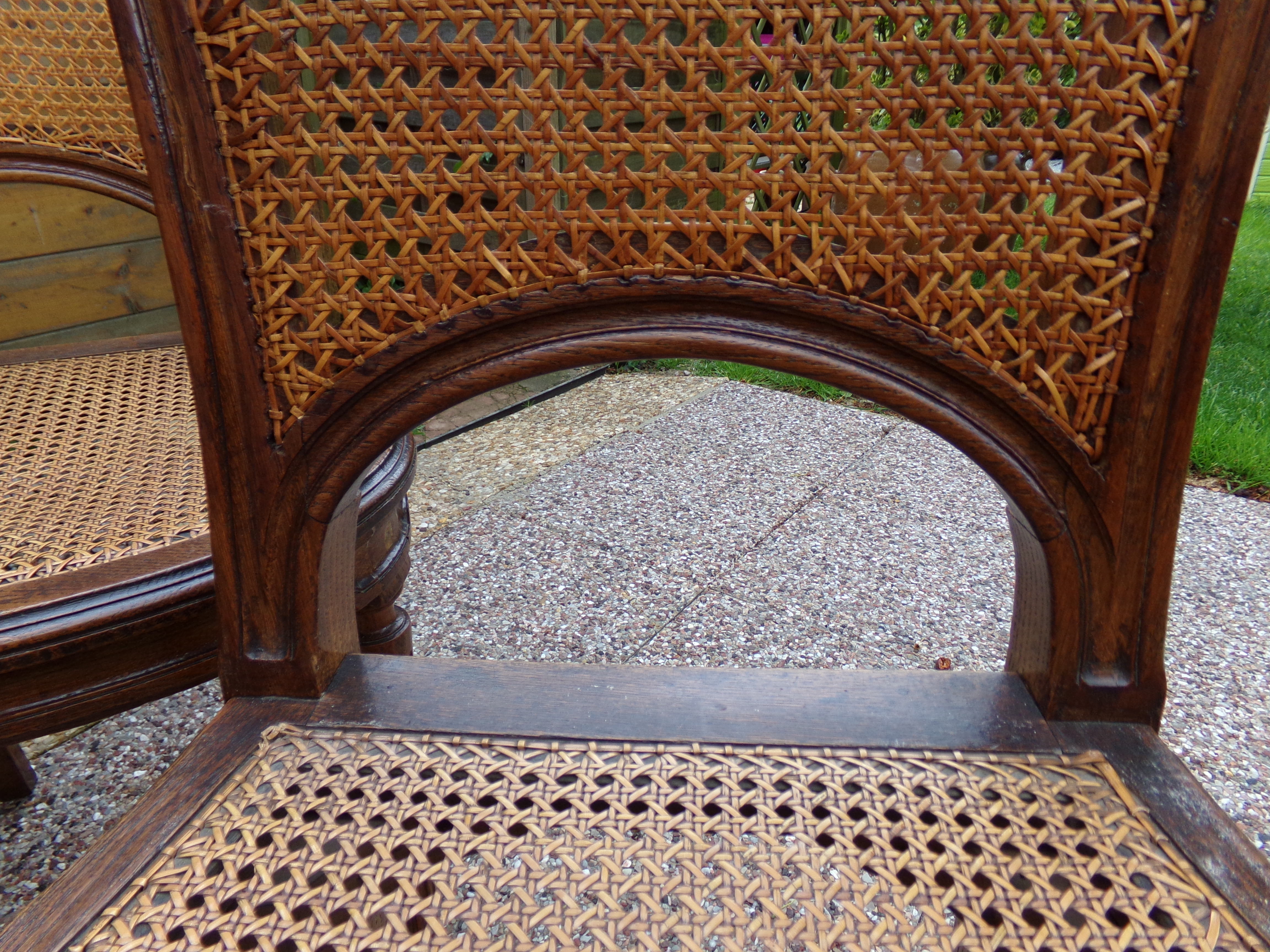 Set of 8 Louis XVI style convertible chairs, canned, racket backrest