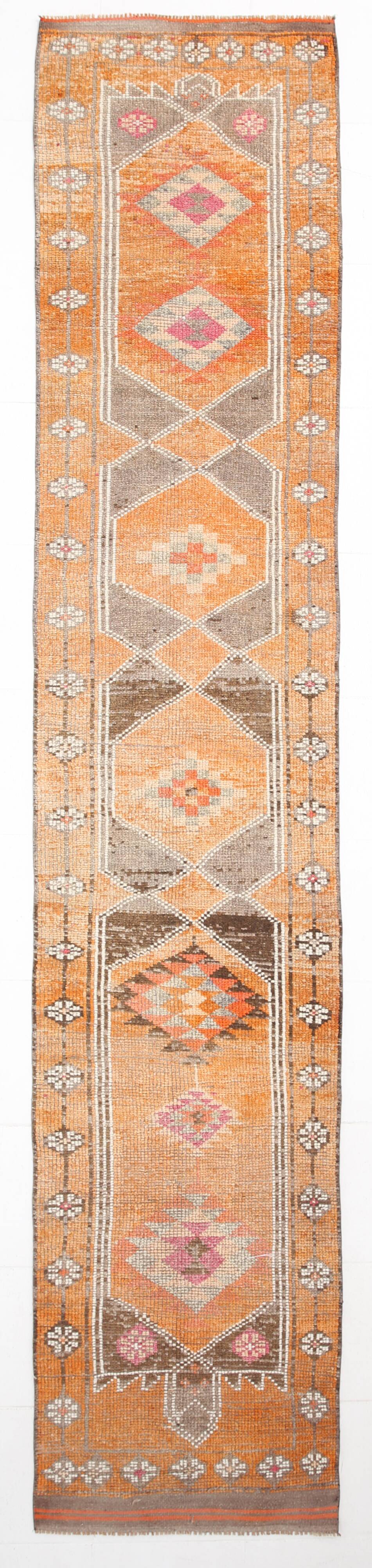 3x14 Turkish Long Vintage Runner Rug, Handmade Wool Hallway Rug, 83x429C