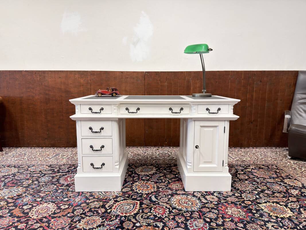 Classic English White Chesterfield Desk