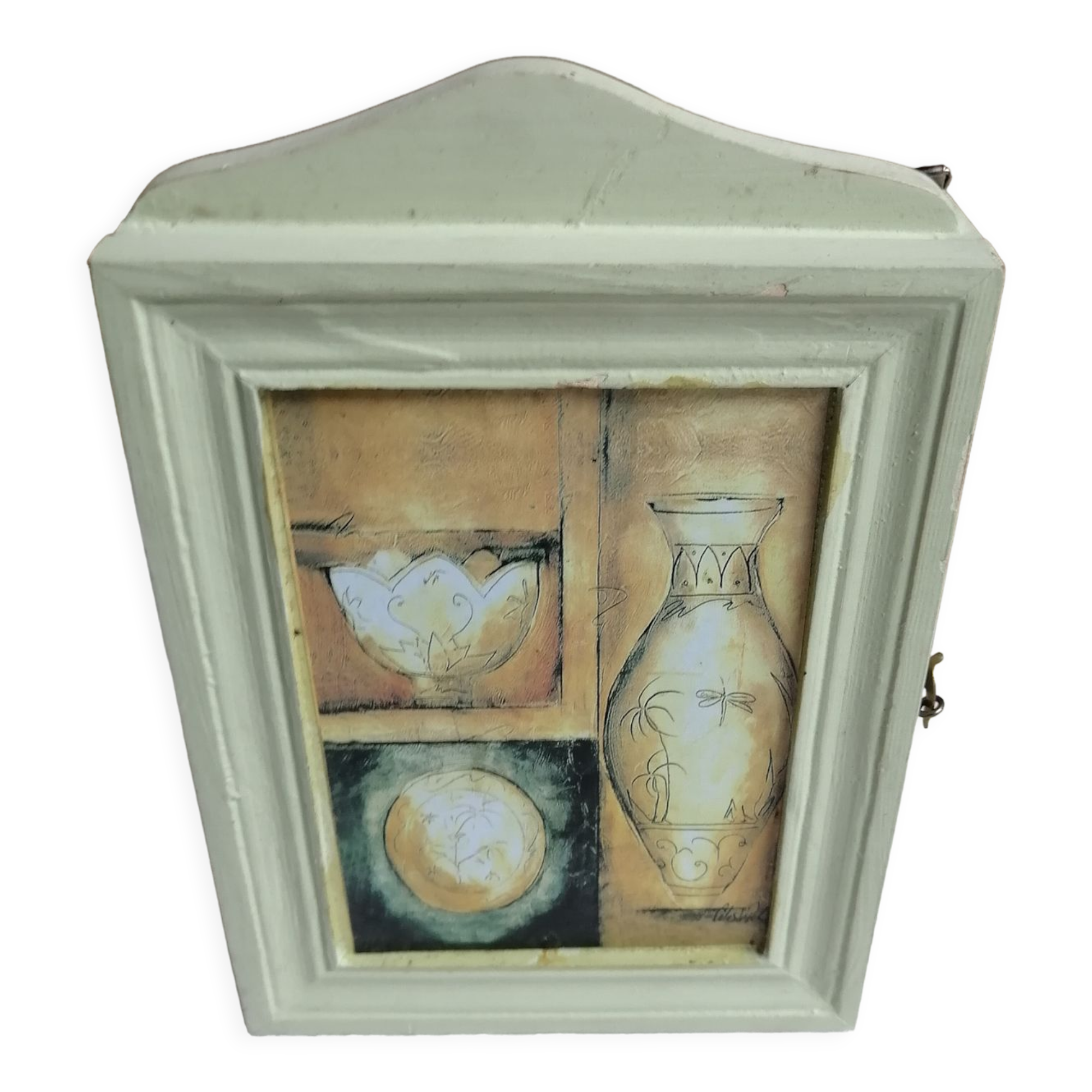 Wall-mounted wooden key box