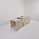 Italian 1980s Grooved Travertine Nesting Tables – Set of 3