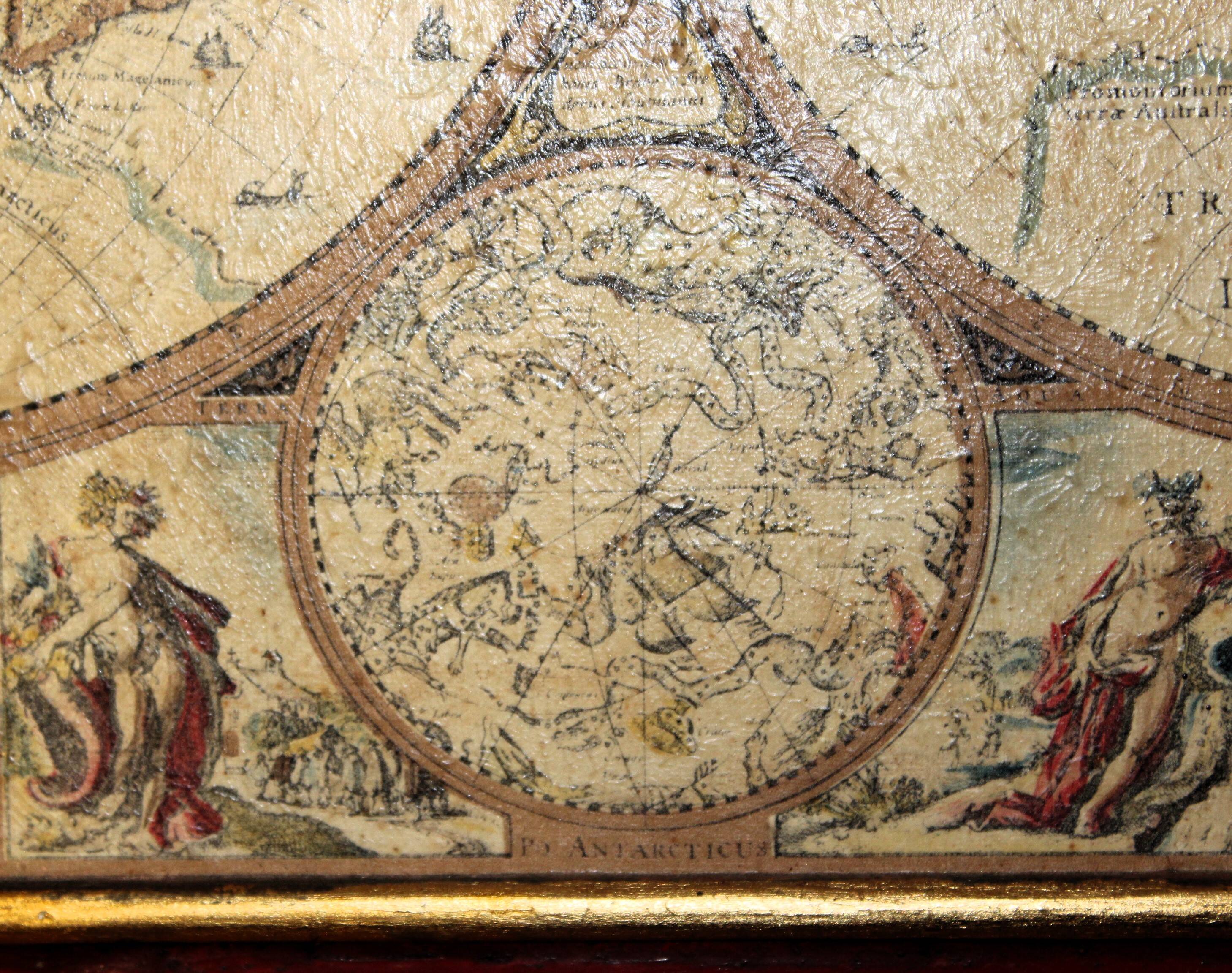 Cadre planisphère vintage reproduction XVIIème