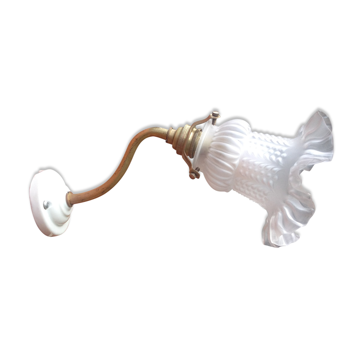Wall light  porcelain and brass gooseneck