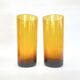 Carafe/pitcher and two amber glasses • Blown glass • France • 1970s