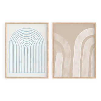 Pair of giclee prints, abstract wall art set of two