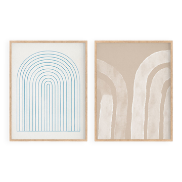 Pair of giclee prints, abstract wall art set of two