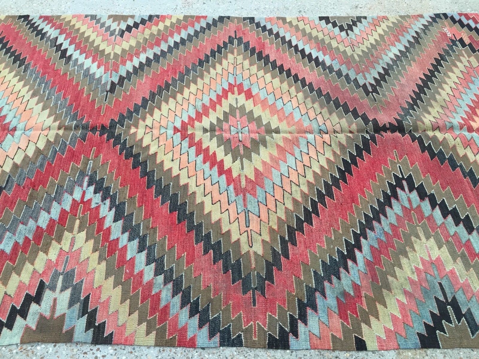 Vintage Turkish Kilim Kelim Rug 338x168 cm shabby chic wool, country home, boho