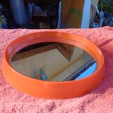 Vintage round plastic orange mirror