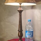 1930s tortoiseshell painted steel lamp with parchment shade 73x40 cm