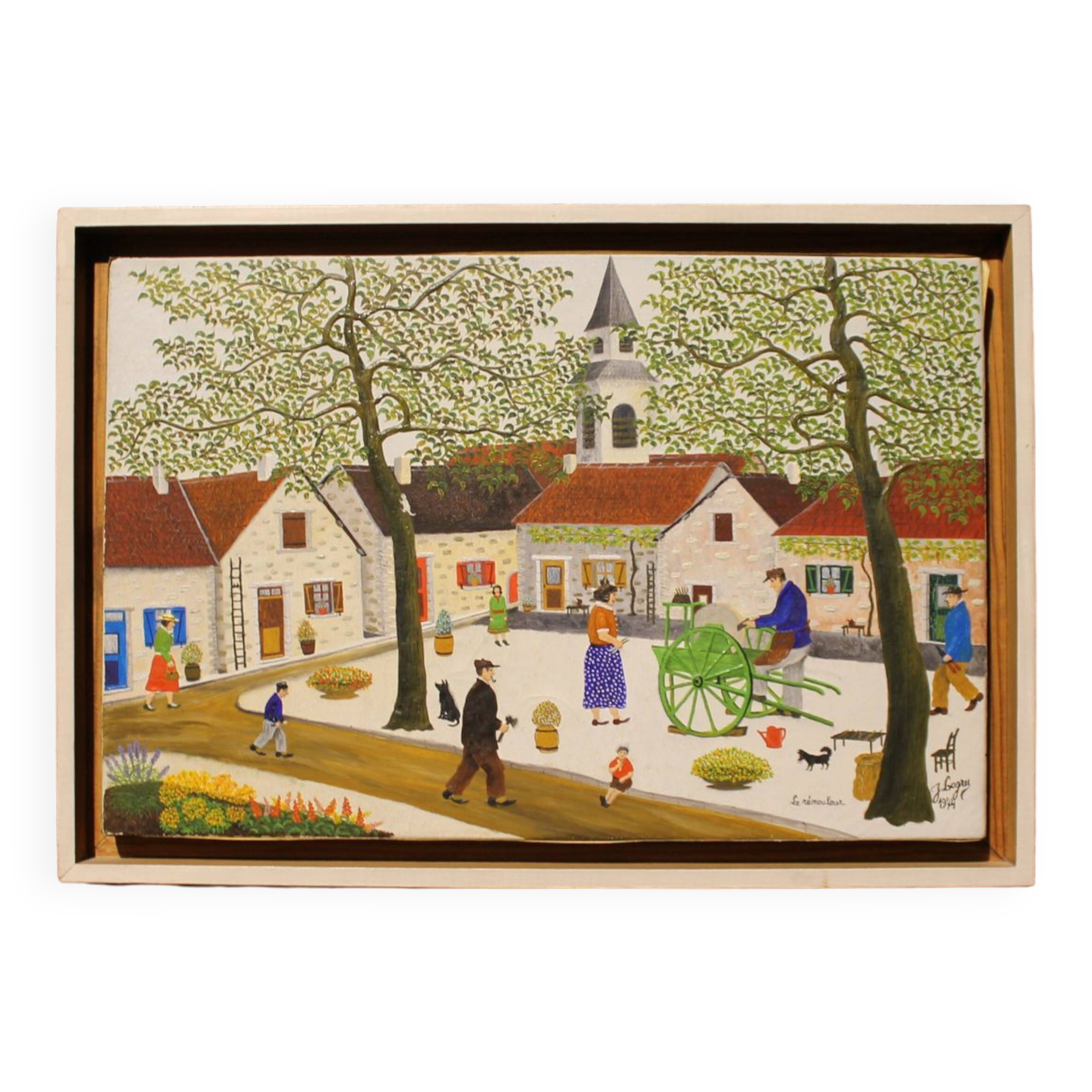 Naive painting by Jean Lagru, 1974