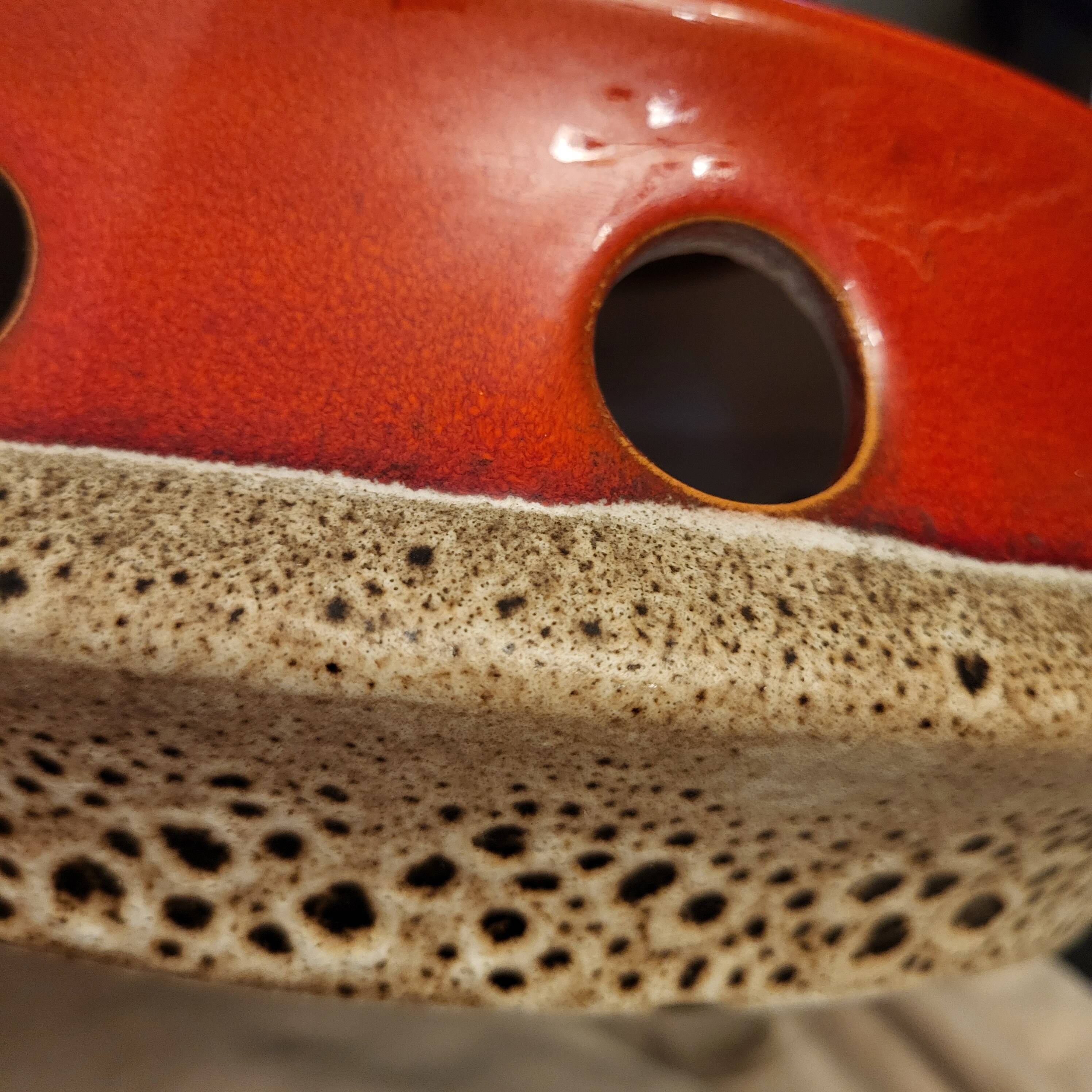 Vintage suspension in glazed ceramic fat lava, space age, West Germany 19