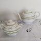 English porcelain tea service, green and gold, antique