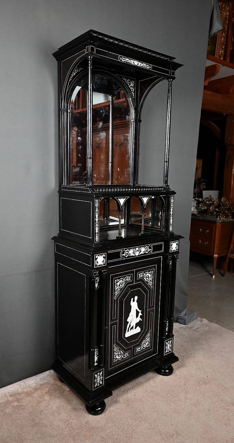 Display Cabinet in Blackened Pear Wood, Napoléon III period – 2nd half of the 19th century