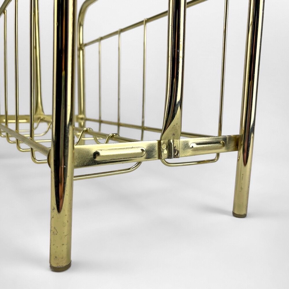 Graphic magazine holder in golden brass 70s